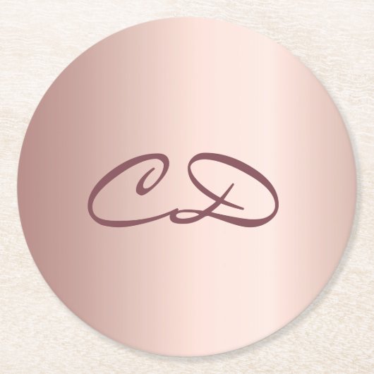 Verjaardagsfeest roze gouden monogram initiaal ronde kartonnen onderzetter (Voorkant)