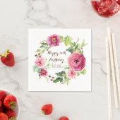 Verjaardagsfeest Roze Rozen Krans Modern Servetten (Insitu)