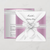 Verjaardagsfeest Roze Witte Diamant Hart Strik Kaart (Voorkant / Achterkant)