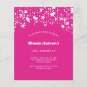 Verjaardagsfeest roze witte sterren budget uitnodi flyer (Voorkant)