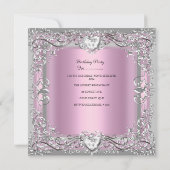 Verjaardagsfeest Roze Zilver Diamant Kaart (Achterkant)
