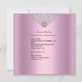 Verjaardagsfeest Roze Zilver Wit Diamant Kaart (Achterkant)
