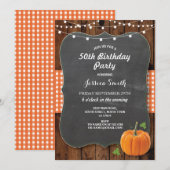 Verjaardagsfeest Rustiek Hout Pompoen Krijt Herfst Kaart (Voorkant / Achterkant)