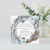 Verjaardagsfeest, Rustieke Blauwe Bloemen Waterver Kaart (Staand voorkant)