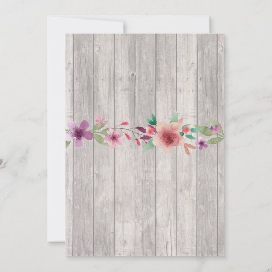 Verjaardagsfeest Rustieke UITNODIGING HOUTEN BLOEM (Achterkant)