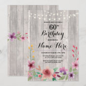 Verjaardagsfeest Rustieke UITNODIGING HOUTEN BLOEM (Voorkant / Achterkant)