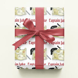 Verjaardagsfeest Schattigee piraat gepersonaliseer Cadeaupapier