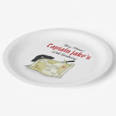 Verjaardagsfeest Schattigee piraat gepersonaliseer Papieren Bordje (Gekanteld)