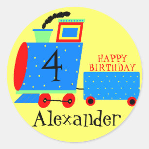 Verjaardagsfeest Schattigee trein met kinderen lee Ronde Sticker