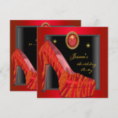 Verjaardagsfeest Schoen Goud Rood Zwart Zebra Kaart (Voorkant / Achterkant)