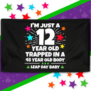 Verjaardagsfeest schrikkeljaar 48e verjaardag schr spandoek