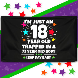 Verjaardagsfeest schrikkeljaar 72e verjaardag schr spandoek