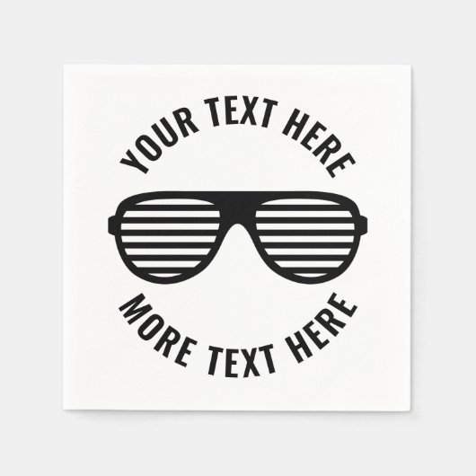 Verjaardagsfeest servetten met retro zonnebril afb (Voorkant)