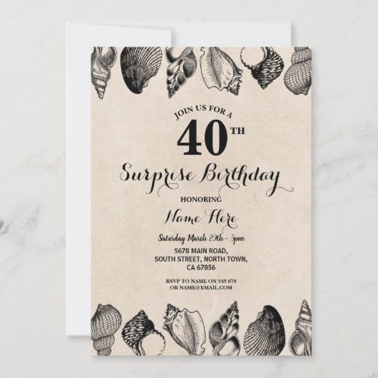 Verjaardagsfeest Shells Ocean Beach Zee Mannen Vro Kaart (Voorkant)