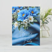 Verjaardagsfeest Silk Blue Flowers baby Breath Kaart (Staand voorkant)