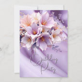 Verjaardagsfeest Silk Blush Lila Roze Bloemen Kaart (Voorkant)