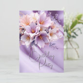 Verjaardagsfeest Silk Blush Lila Roze Bloemen Kaart (Staand voorkant)