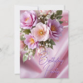 Verjaardagsfeest Silk Blush Pink Lila Flowers Kaart (Voorkant)