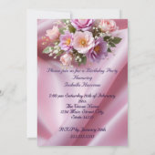 Verjaardagsfeest Silk Blush Pink Lila Flowers Kaart (Achterkant)