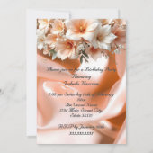 Verjaardagsfeest Silk Peach Roze Bloemen Kaart (Achterkant)