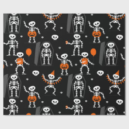 verjaardagsfeest skelet doodskist schedel hallowee cadeaupapier