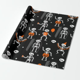 verjaardagsfeest skelet doodskist schedel hallowee cadeaupapier