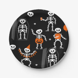 verjaardagsfeest skelet doodskist schedel hallowee papieren bordje