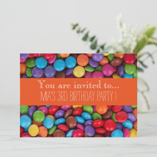 verjaardagsfeest snoep chocolade kind kaart (Staand voorkant)