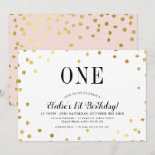 VERJAARDAGSFEEST stijlvol goud confetti roze meisj Kaart (Voorkant / Achterkant)