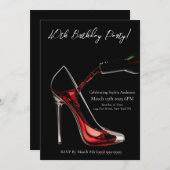 Verjaardagsfeest-Stiletto met wijn Kaart (Voorkant / Achterkant)