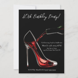 Verjaardagsfeest-Stiletto met wijn Kaart