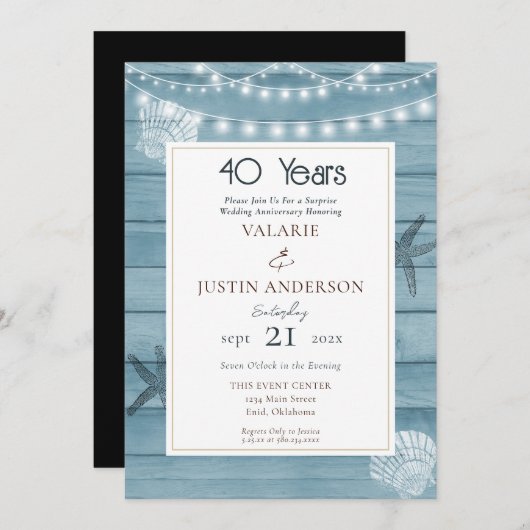 Verjaardagsfeest Strand 40 jaar Kaart (Voorkant / Achterkant)