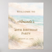 Verjaardagsfeest Strand Kust Verwelkoming Poster (Voorkant)