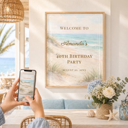 Verjaardagsfeest Strand Kust Verwelkoming Poster