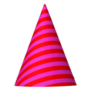 Verjaardagsfeest strepen roze rood patroon feesthoedjes
