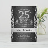 Verjaardagsfeest Surprise 25 jaar - Zilver Kaart (Staand voorkant)