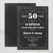 Verjaardagsfeest Surprise 50th - Schoolbord Kaart (Voorkant / Achterkant)