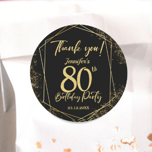 Verjaardagsfeest Surprise 80 jaar Zwart & Goud Gli Ronde Sticker