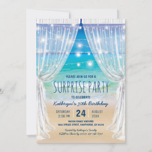 Verjaardagsfeest Surprise op Bestemming Strand Kaart