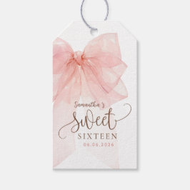 Verjaardagsfeest Sweet 16 Roze Strik Cadeaulabel