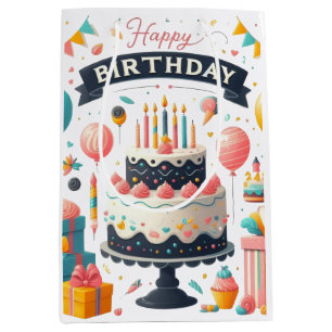 Verjaardagsfeest Taart & Ballonnen Medium Cadeauzakje