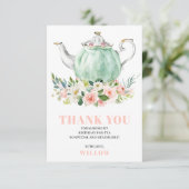 Verjaardagsfeest Tea Party Bedankt Card Kaart (Staand voorkant)