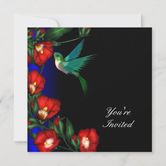 Verjaardagsfeest Template Kolibrie Hibiscus Kaart (Voorkant)