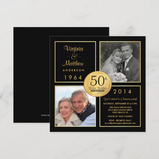 Verjaardagsfeest ter ere van 50 jaar huwelijksjubi kaart (Voorkant / Achterkant)