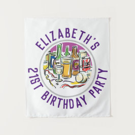 Verjaardagsfeest ter ere van je 21e verjaardag wandkleed