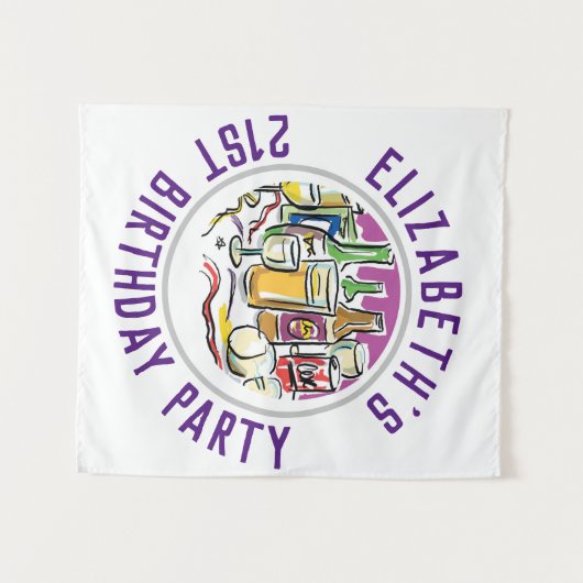 Verjaardagsfeest ter ere van je 21e verjaardag wandkleed (Voorkant (horizontaal))