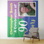 Verjaardagsfeest ter ere van je 90ste met foto wandkleed (In situ)