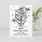 Verjaardagsfeest Traditioneel Tattoo Anker Rock Kaart (Staand voorkant)