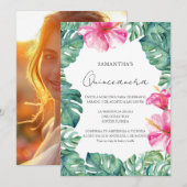 Verjaardagsfeest Tropisch thema Quinceanera Kaart (Voorkant / Achterkant)