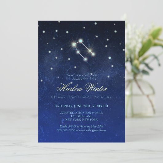 Verjaardagsfeest Tweelingen Constellation Kaart (Staand voorkant)